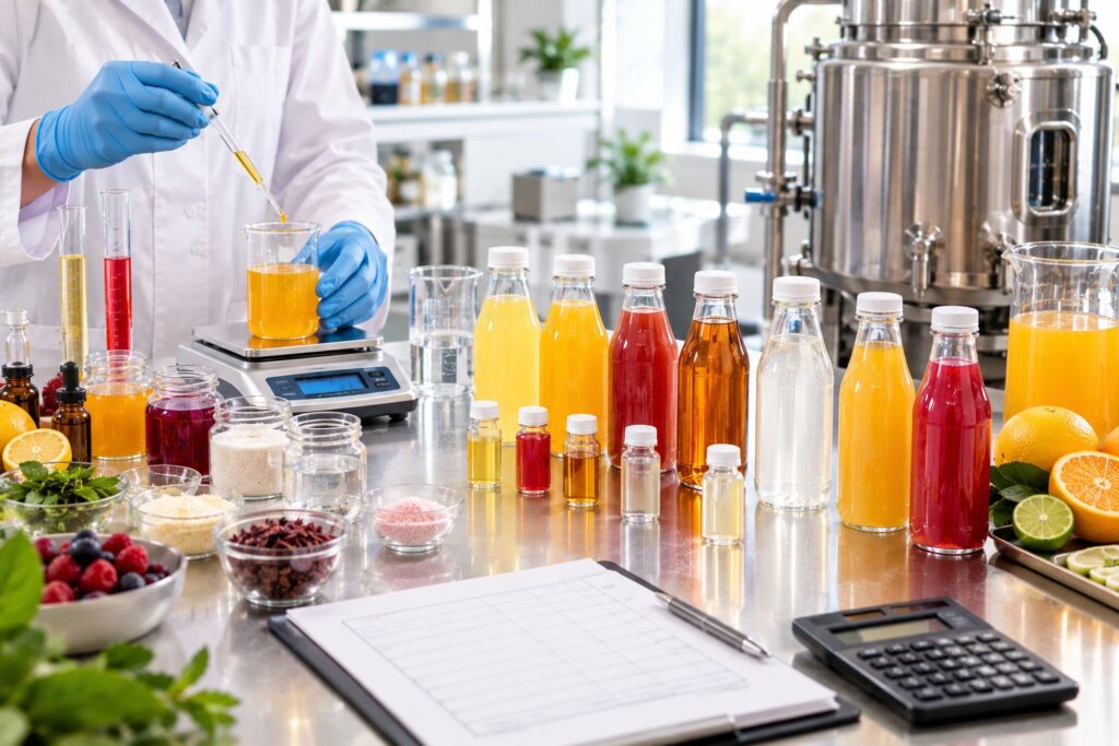 Beverage recipe formulation with carefully selected ingredients and flavor development