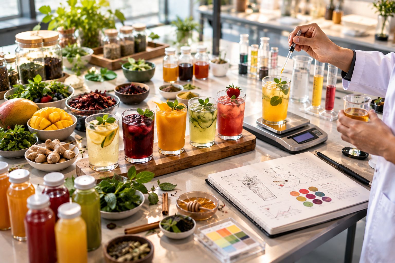 Beverage recipe formulation in India with ingredient selection, flavor development and product testing