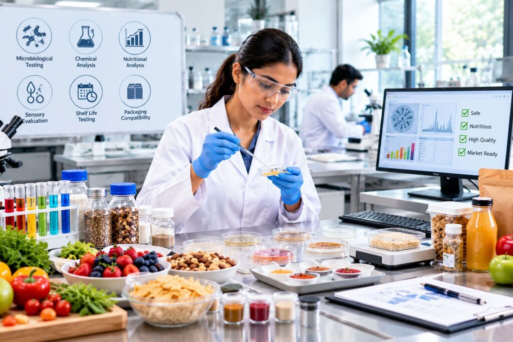 Food laboratory testing and quality analysis before launching a food product