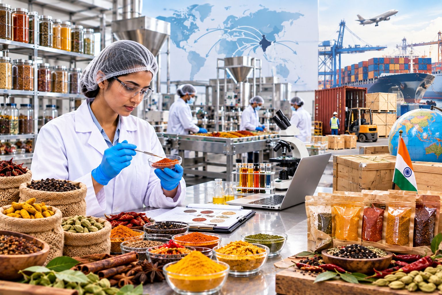 xporting Indian spices with processing, quality control and international packaging
