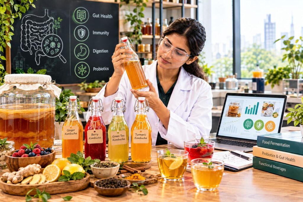 Kombucha and probiotic drinks representing the growing functional beverage market in India