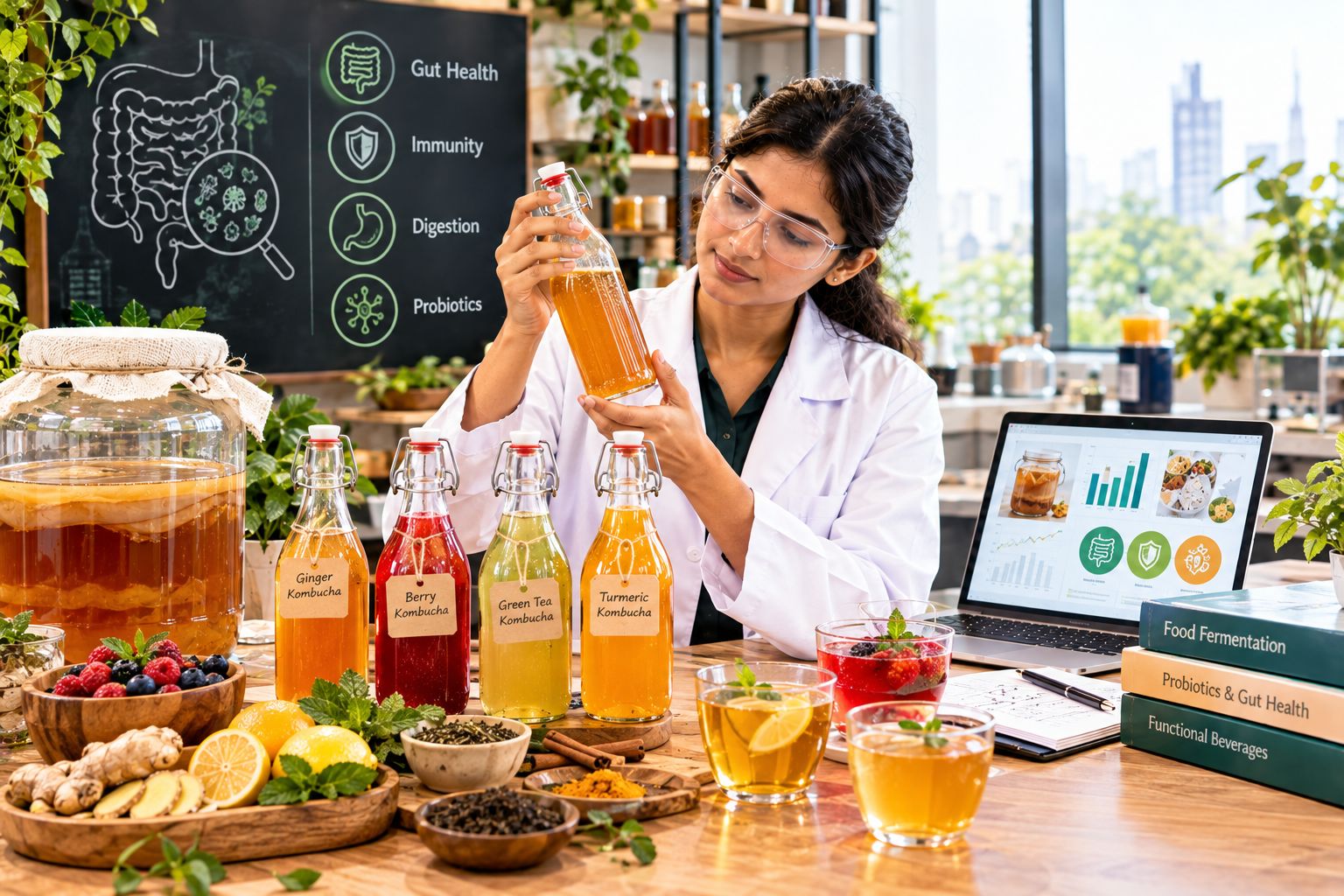 Kombucha and probiotic drinks representing the growing functional beverage market in India