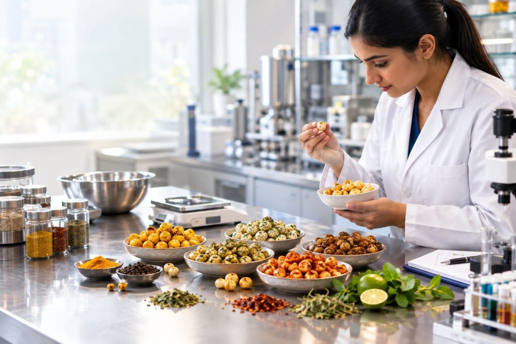 Makhana flavor innovation with different seasonings and food product development