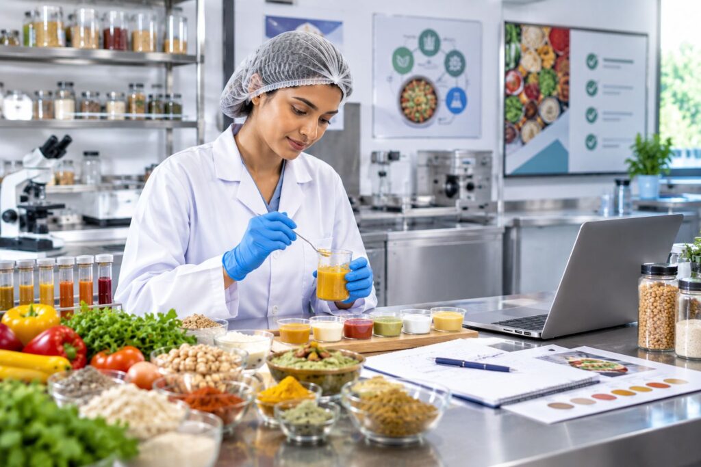 Food product recipe formulation and development with ingredient selection and testing