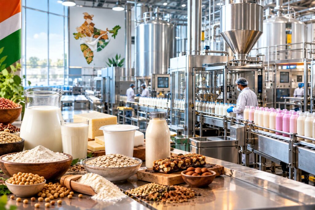 Food scientists developing protein-fortified foods and beverages in India through formulation testing, nutritional analysis, and protein enrichment research.