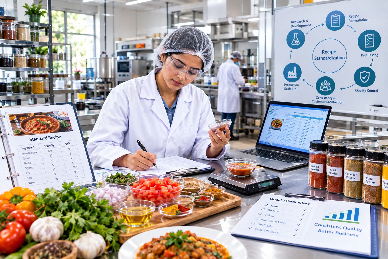 Recipe standardisation process for consistent food product quality and commercial production