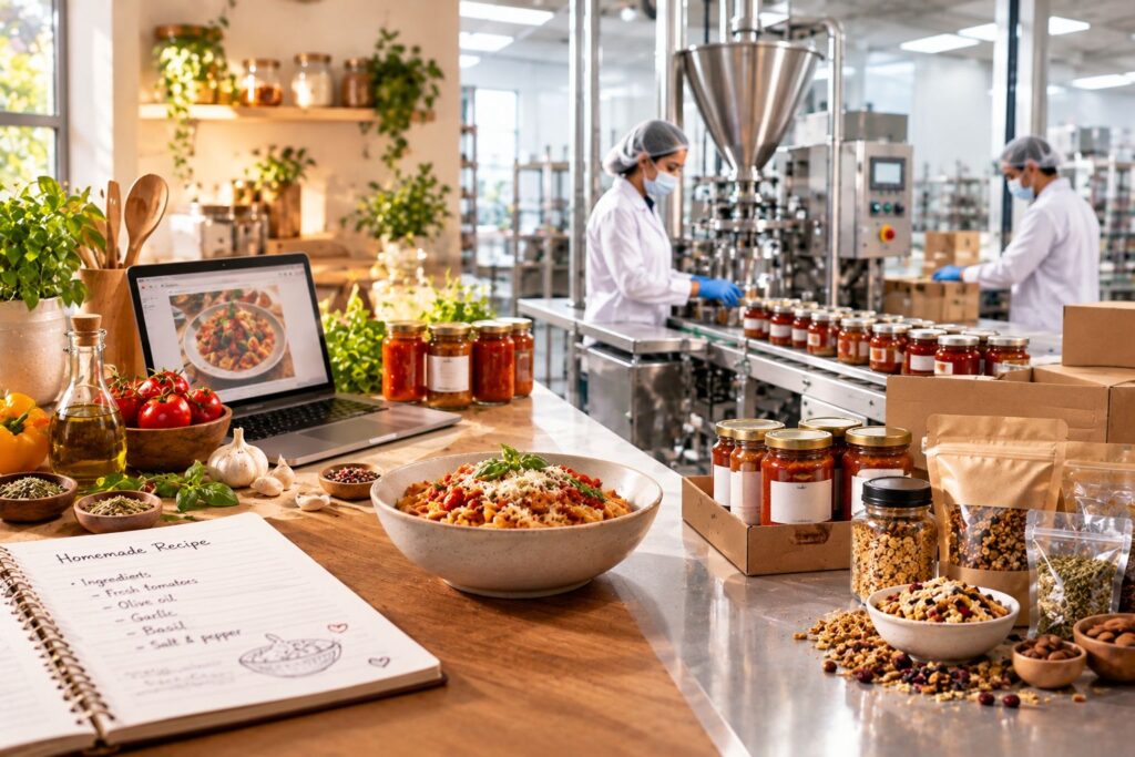 Scaling homemade recipes for commercial food production and manufacturing