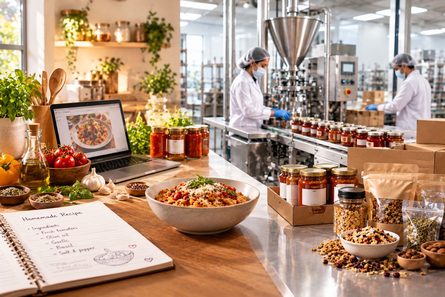 Scaling homemade recipes for commercial food production and manufacturing