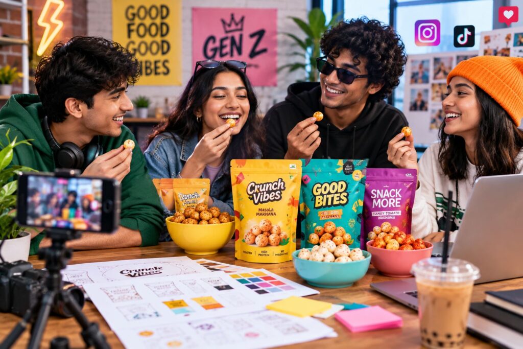 Modern snack branding and packaging designed to appeal to Gen Z consumers
