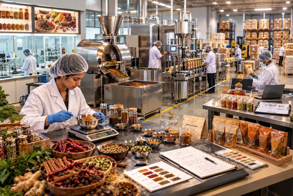 Spice recipe formulation and manufacturing factory setup in India