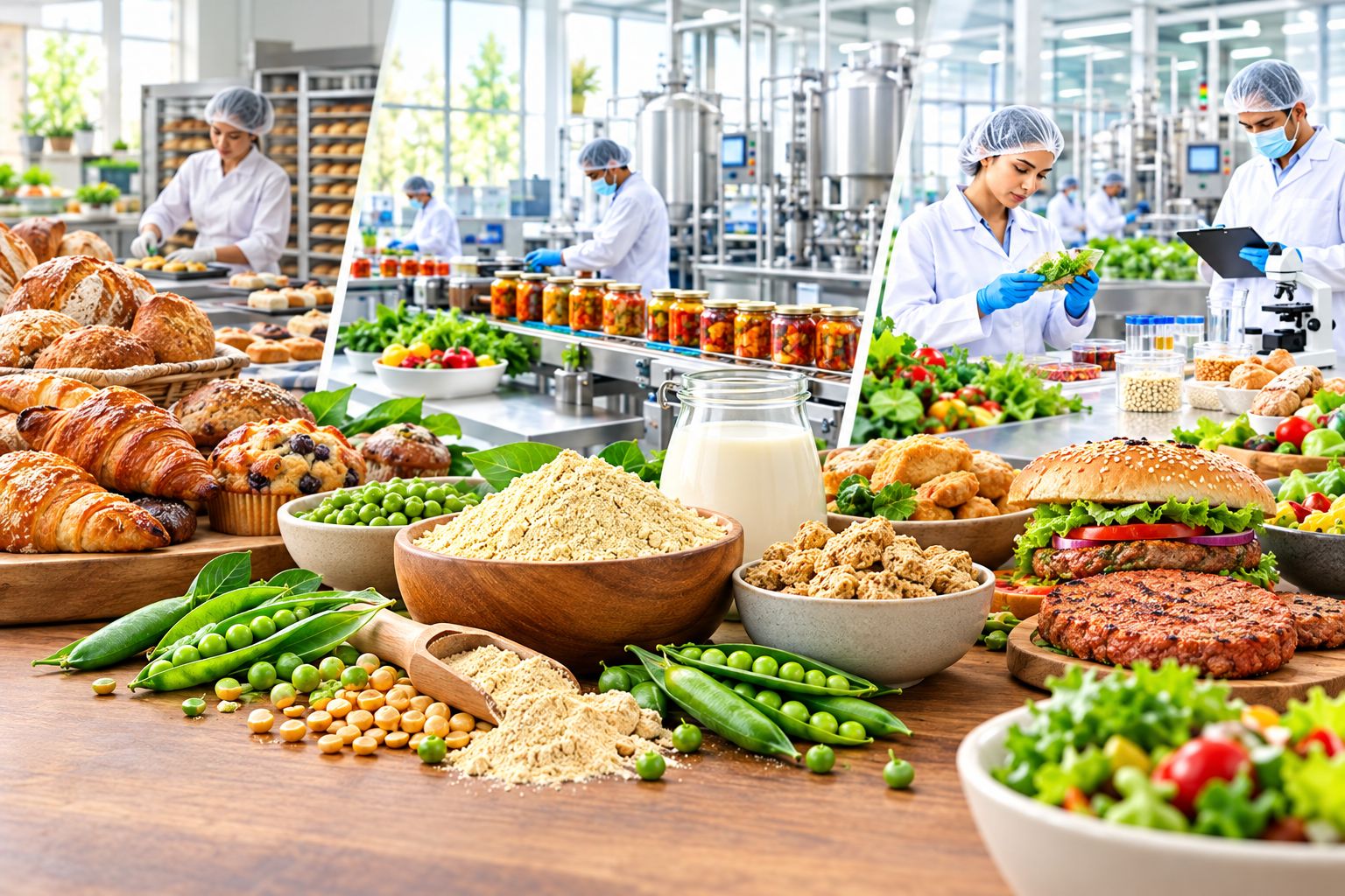 Pea protein and plant-based foods in modern food processing facility