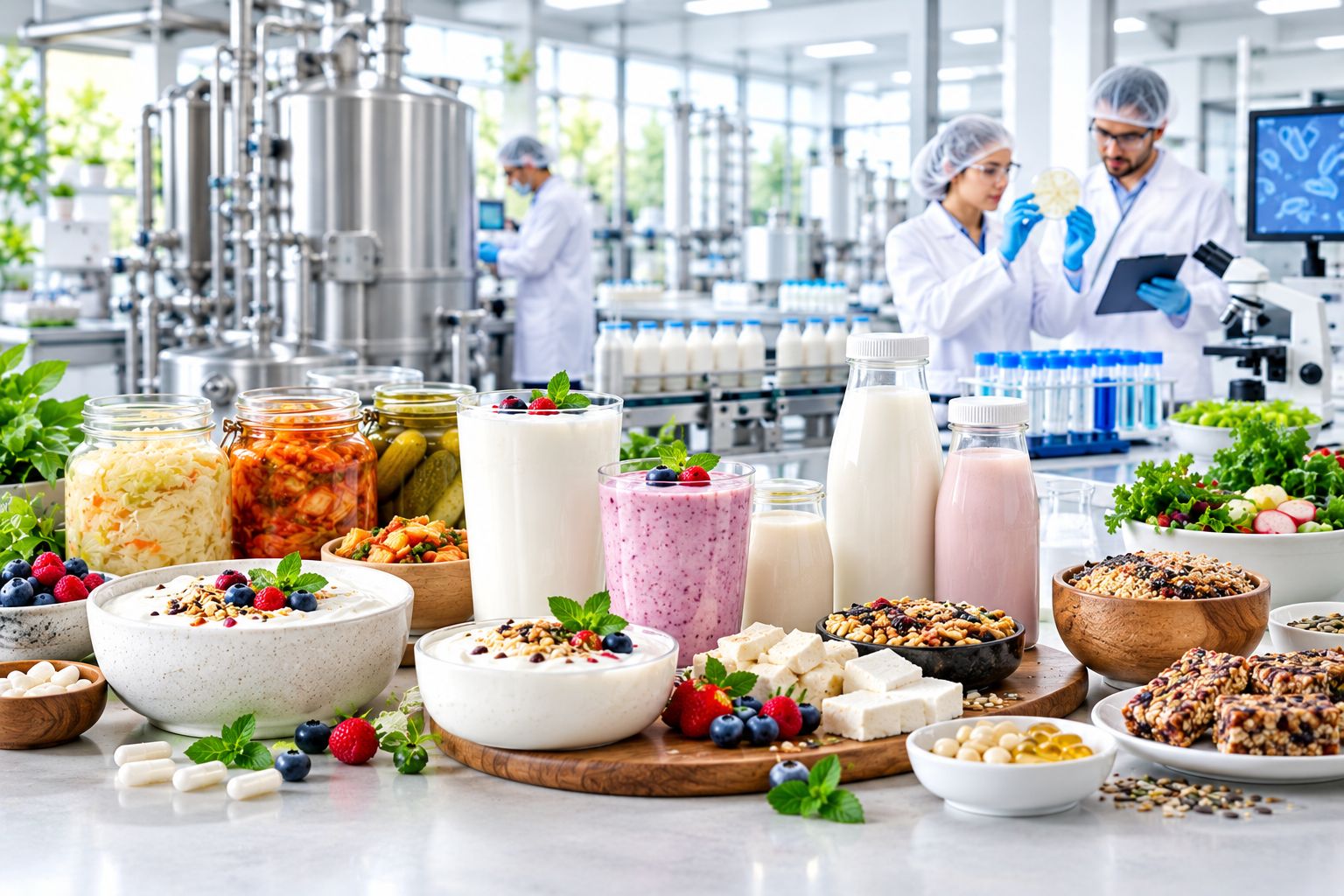 Probiotic foods and fermented products in modern food production facility