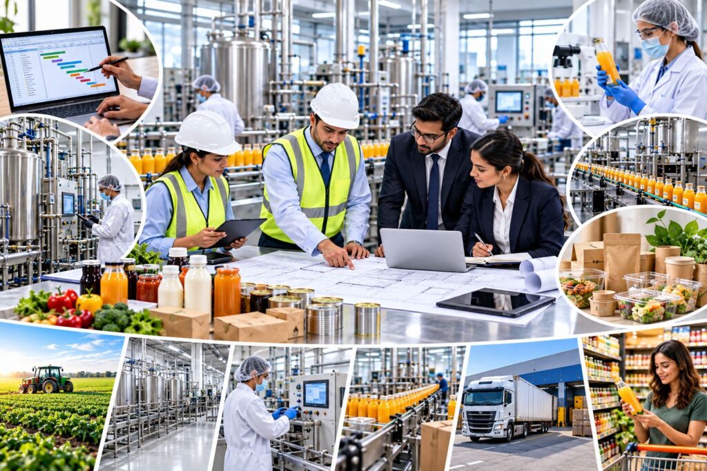 Food and beverage project management with production planning and manufacturing operations