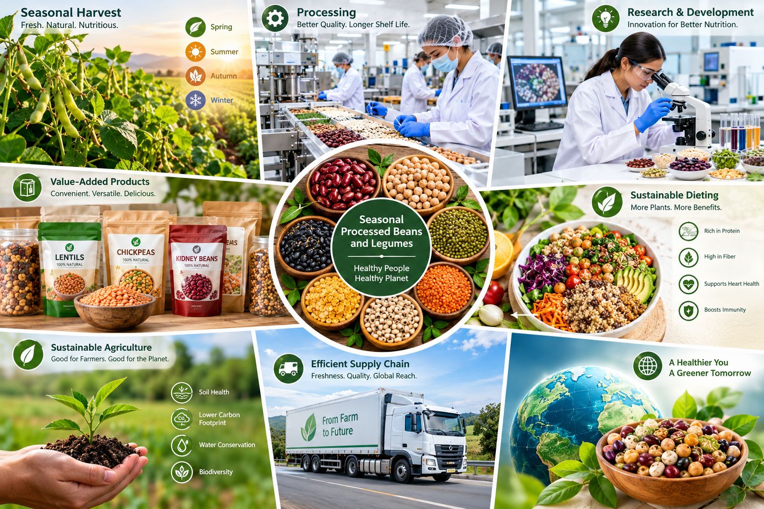 Seasonal processed beans and legumes for sustainable dieting